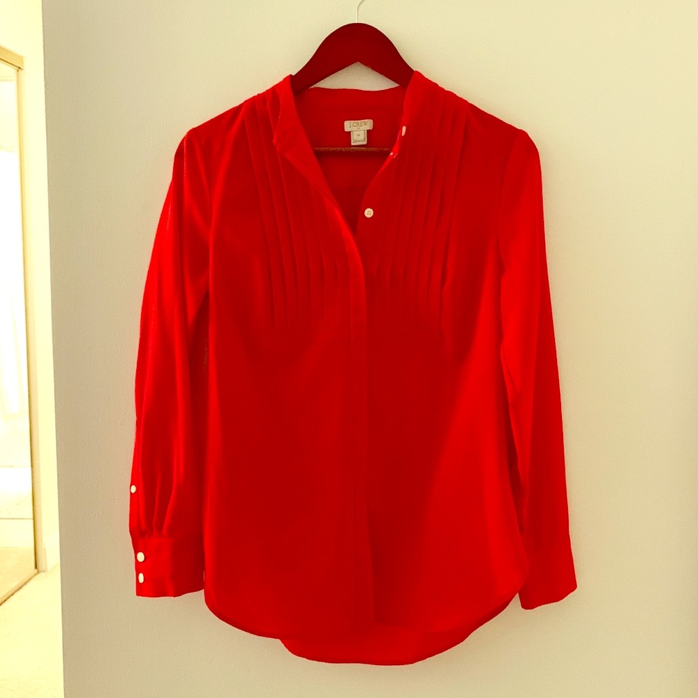 Red Button Down J. Crew Blouse